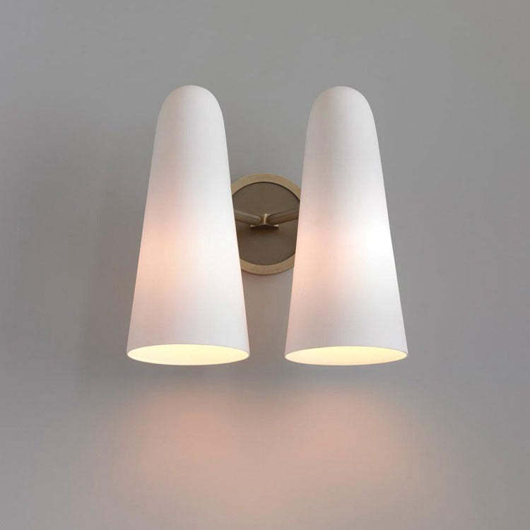 Gloria White Ceram Double Shade Wall Sconce-Sylvia Space