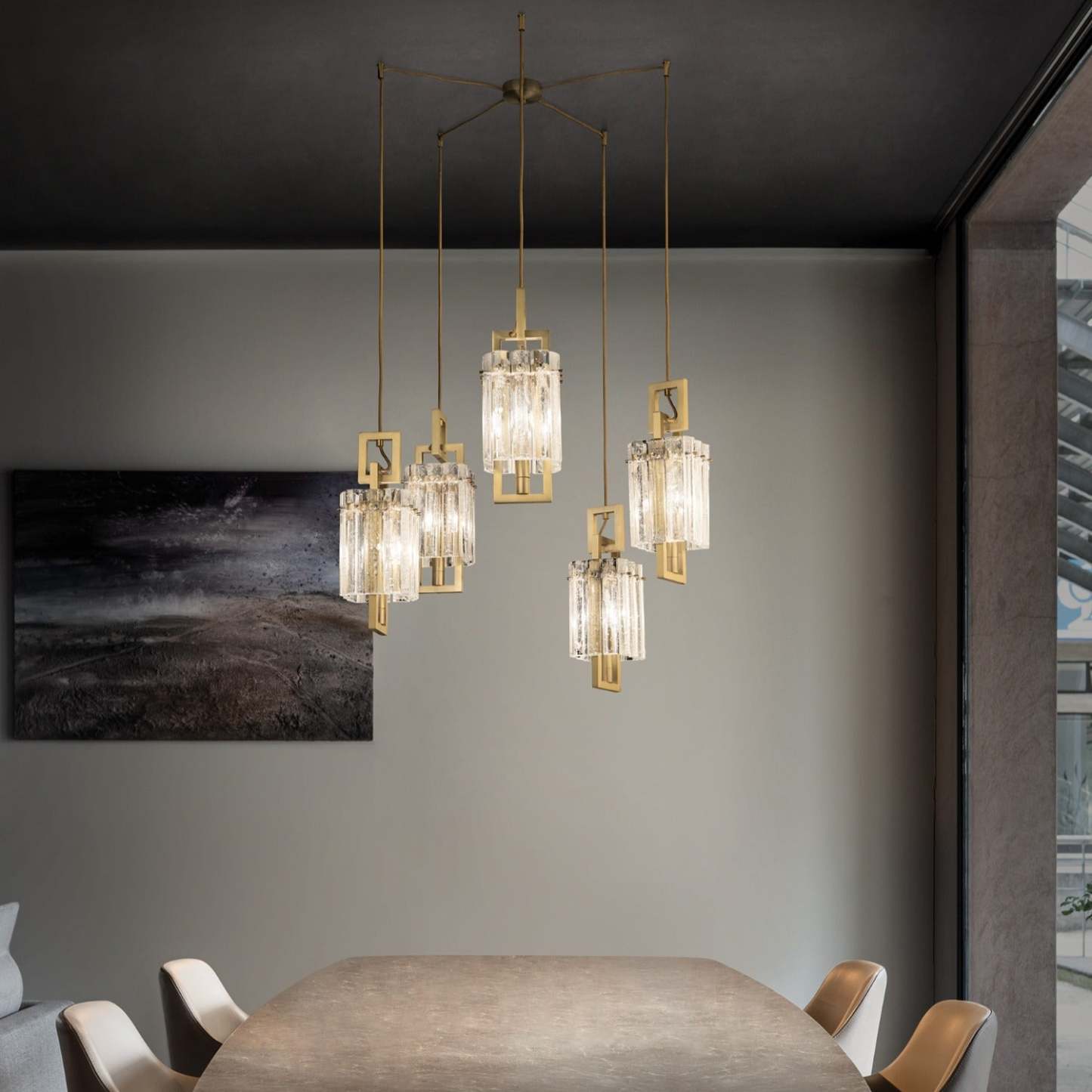 Crek S5 Modern Glass Chandelier - Masiero-Sylvia Space
