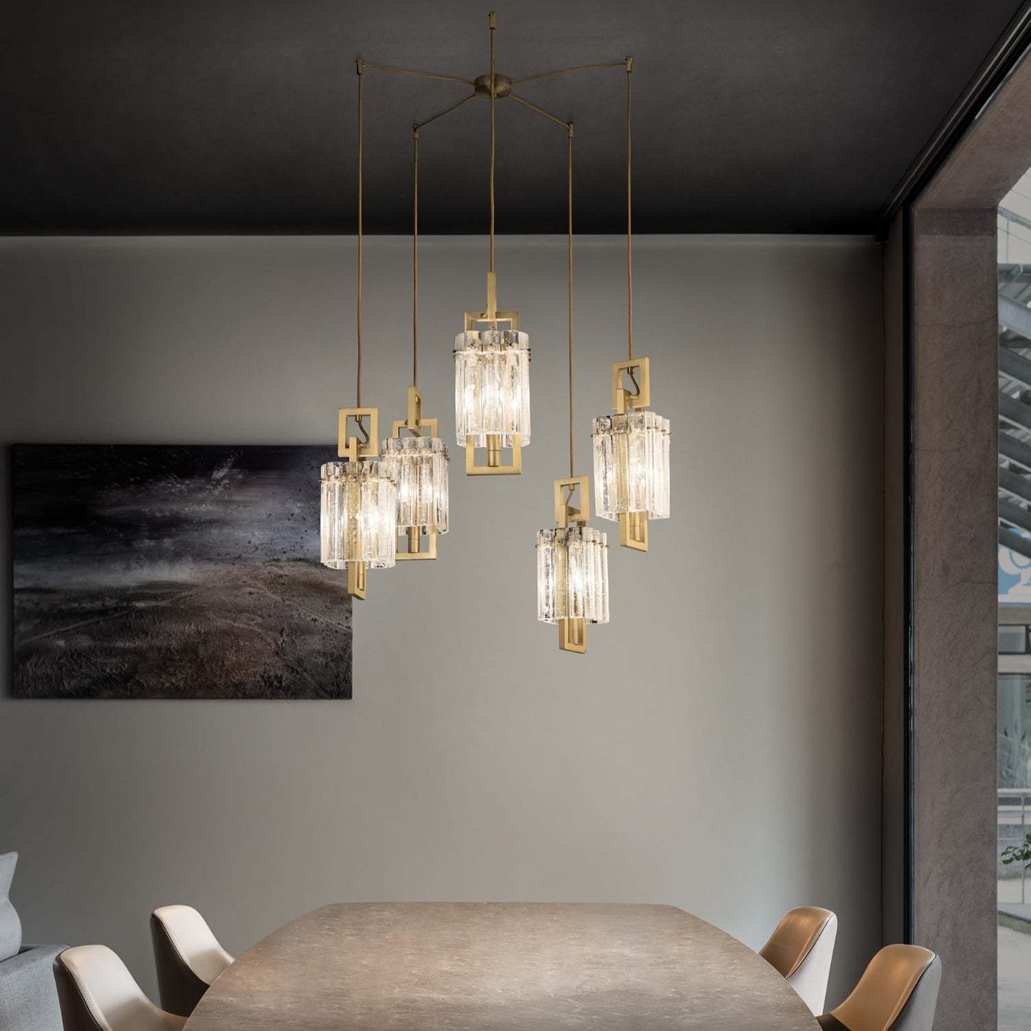 Crek S5 Modern Glass Chandelier - Masiero-Sylvia Space