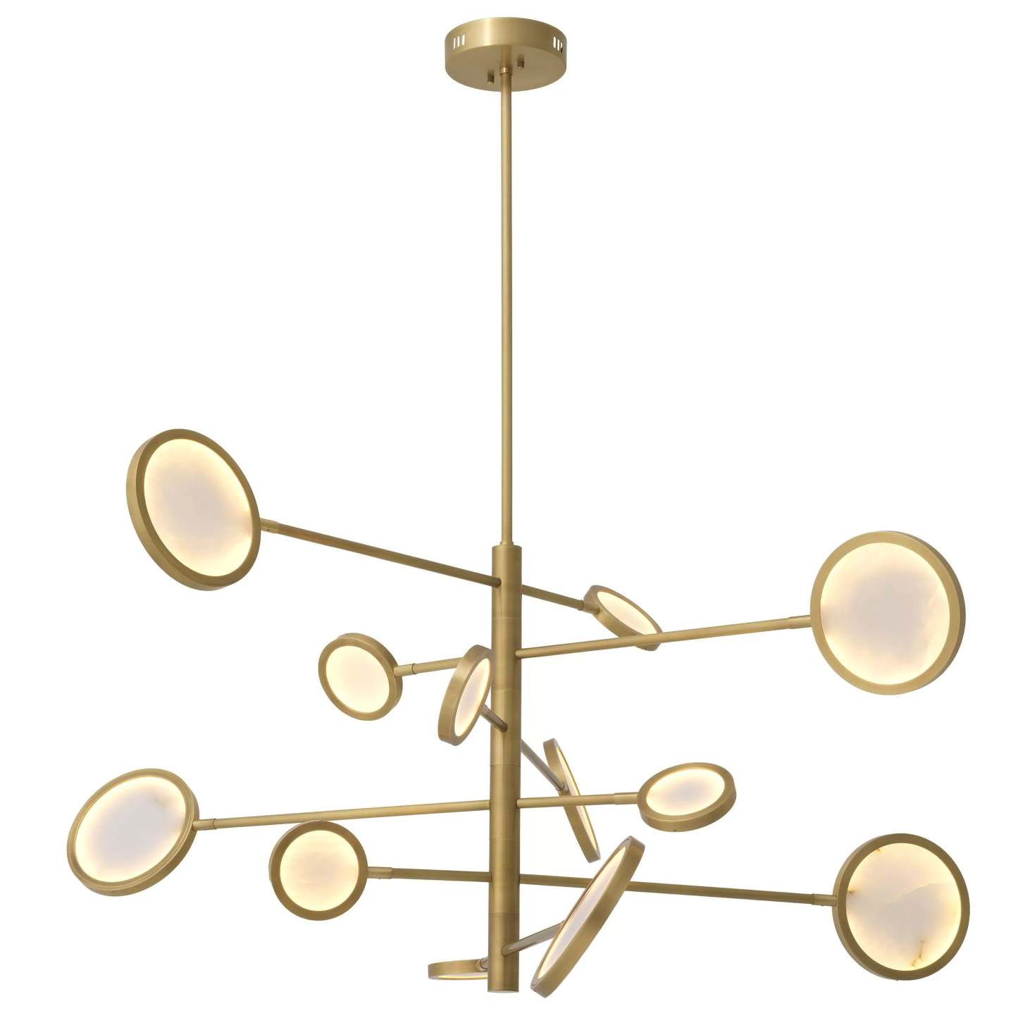 Domani Modern Brass Chandelier - (Antique Brass Finish | Alabaster) - Eichholtz-Sylvia Space
