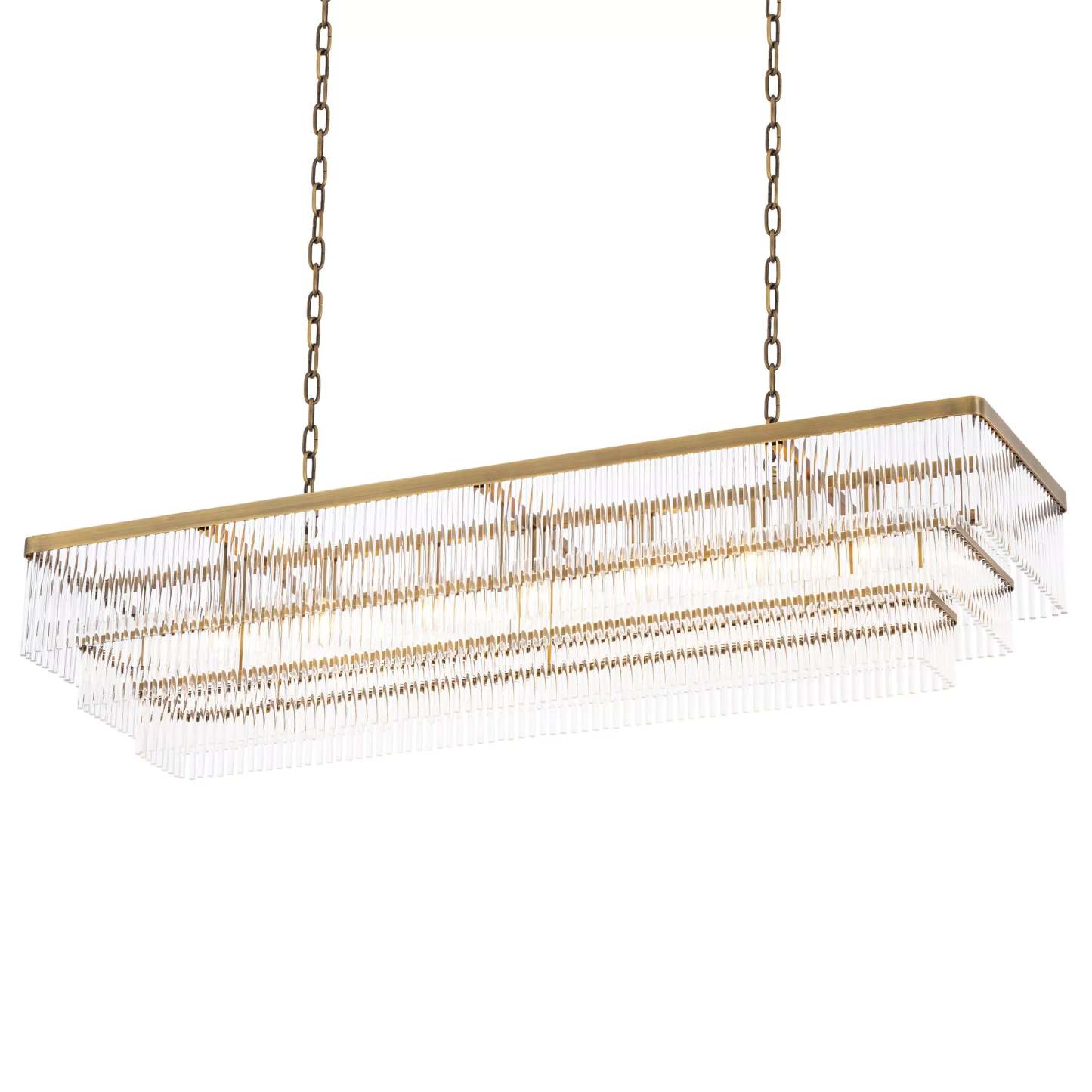 East Rectangle Modern Brass Glass Chandelier - Eichholtz-Sylvia Space