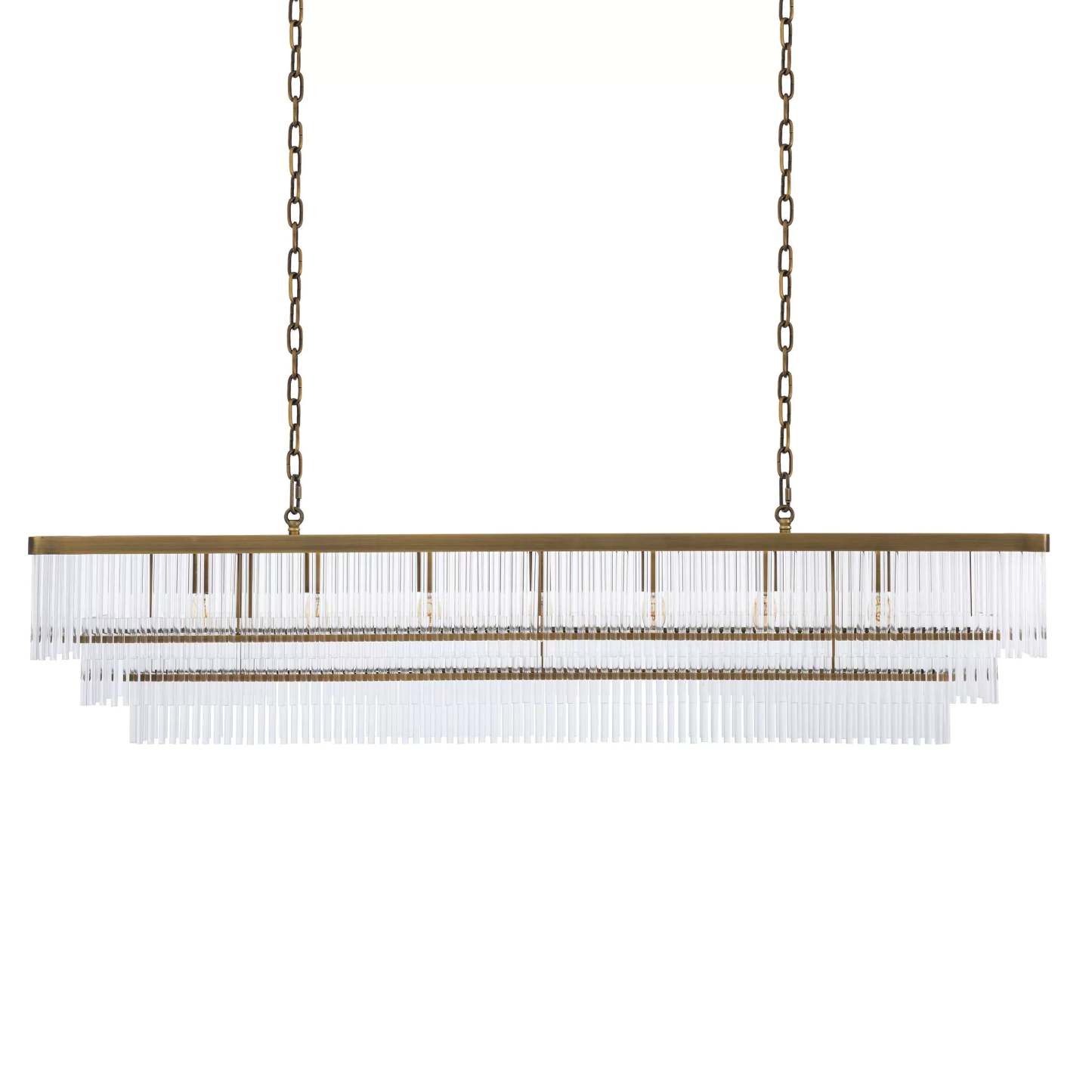 East Rectangle Modern Brass Glass Chandelier - Eichholtz-Sylvia Space