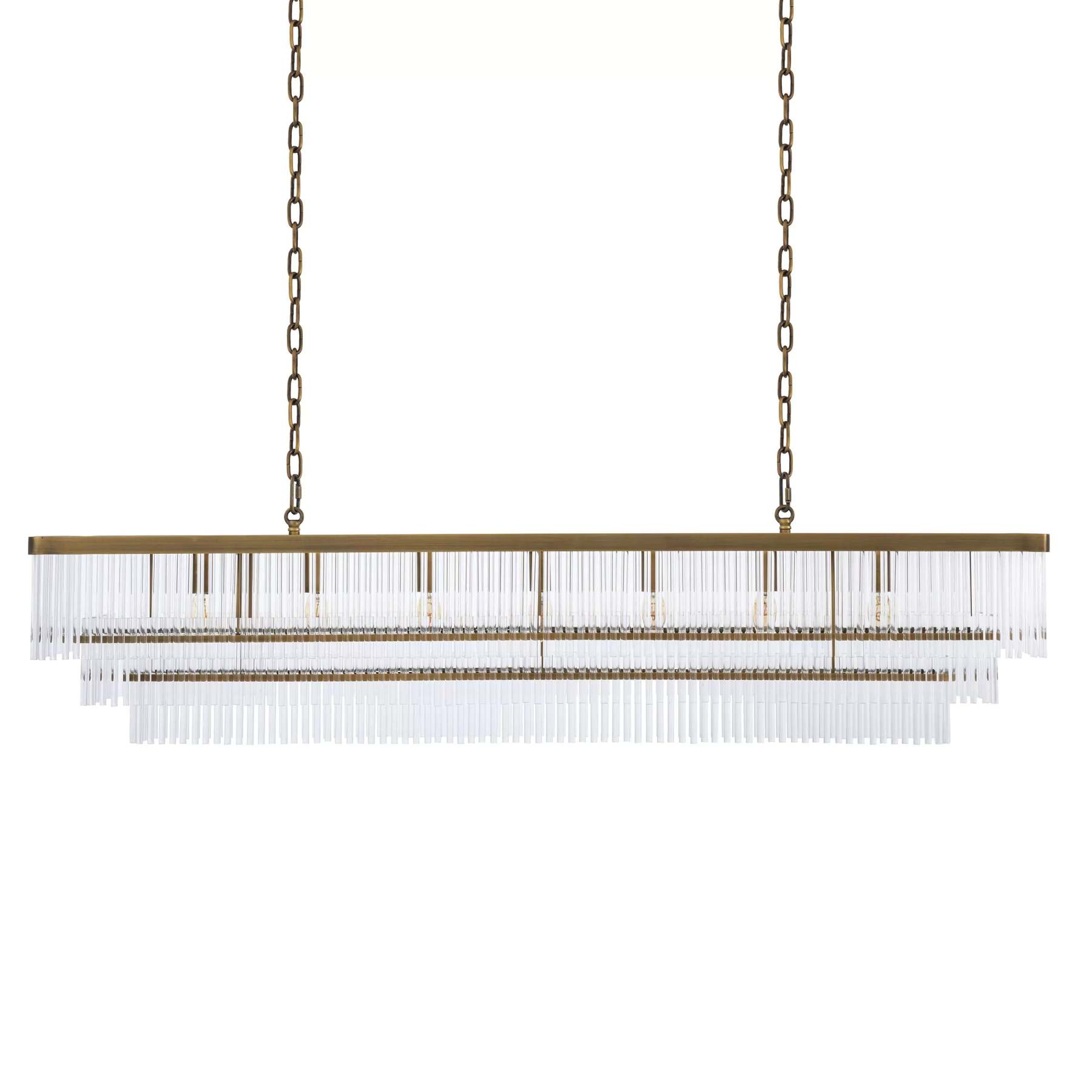 East Rectangle Modern Brass Glass Chandelier - Eichholtz-Sylvia Space
