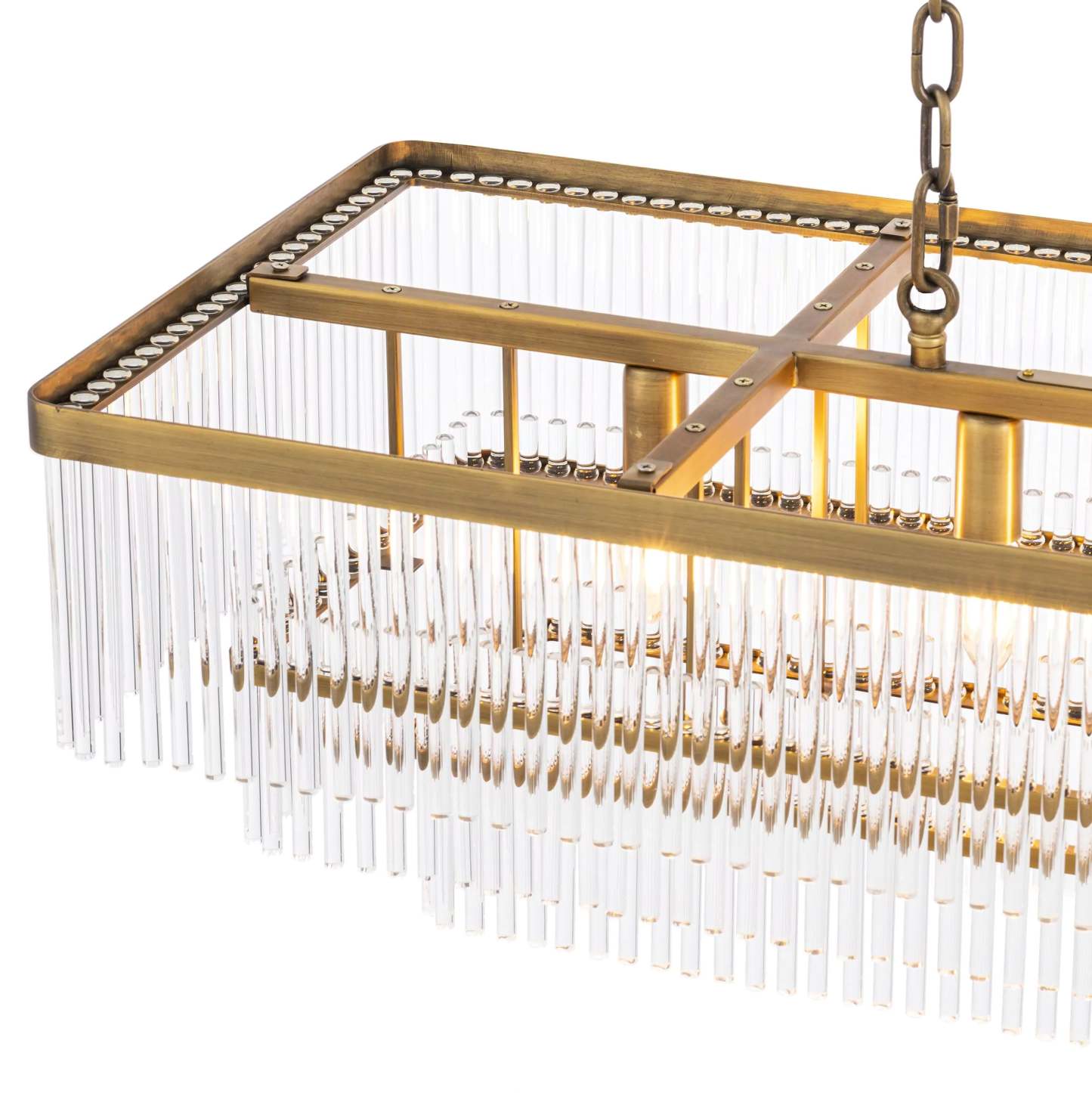 East Rectangle Modern Brass Glass Chandelier - Eichholtz-Sylvia Space