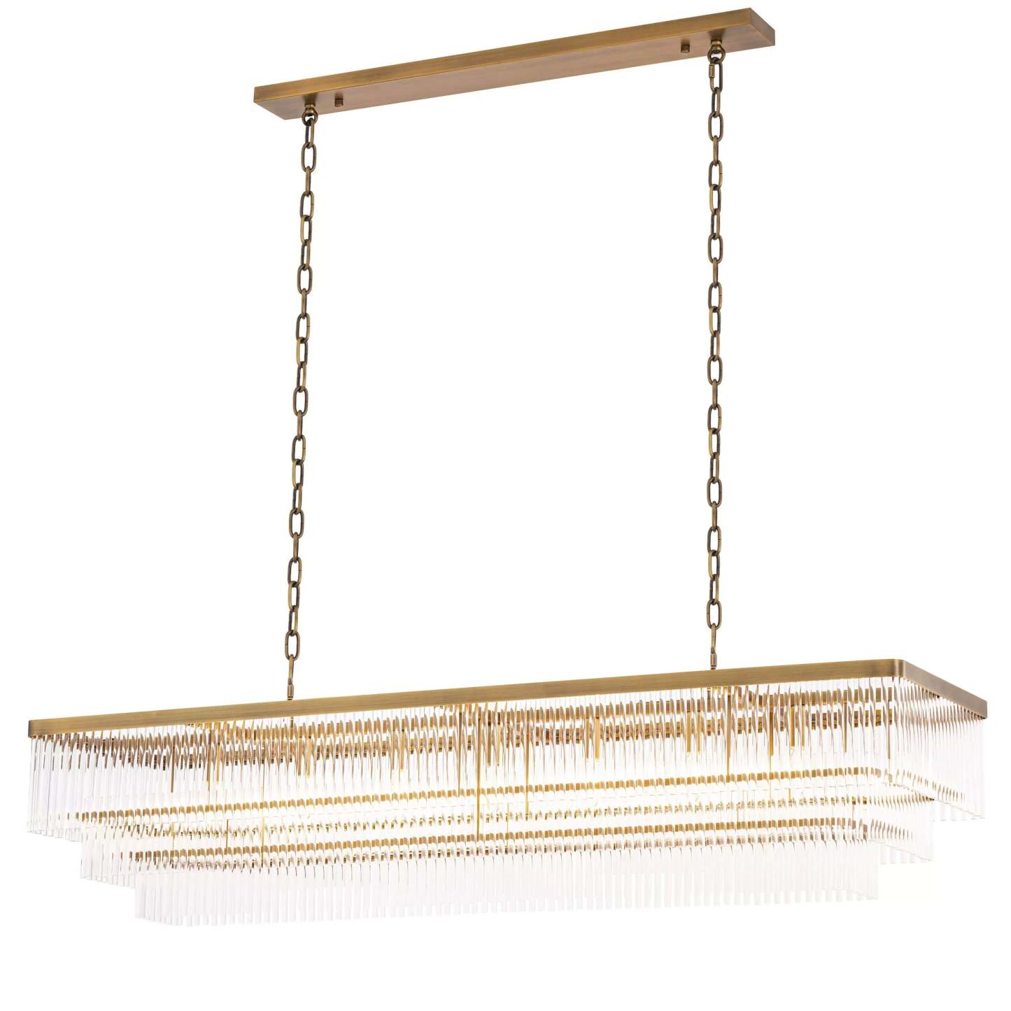 East Rectangle Modern Brass Glass Chandelier - Eichholtz-Sylvia Space