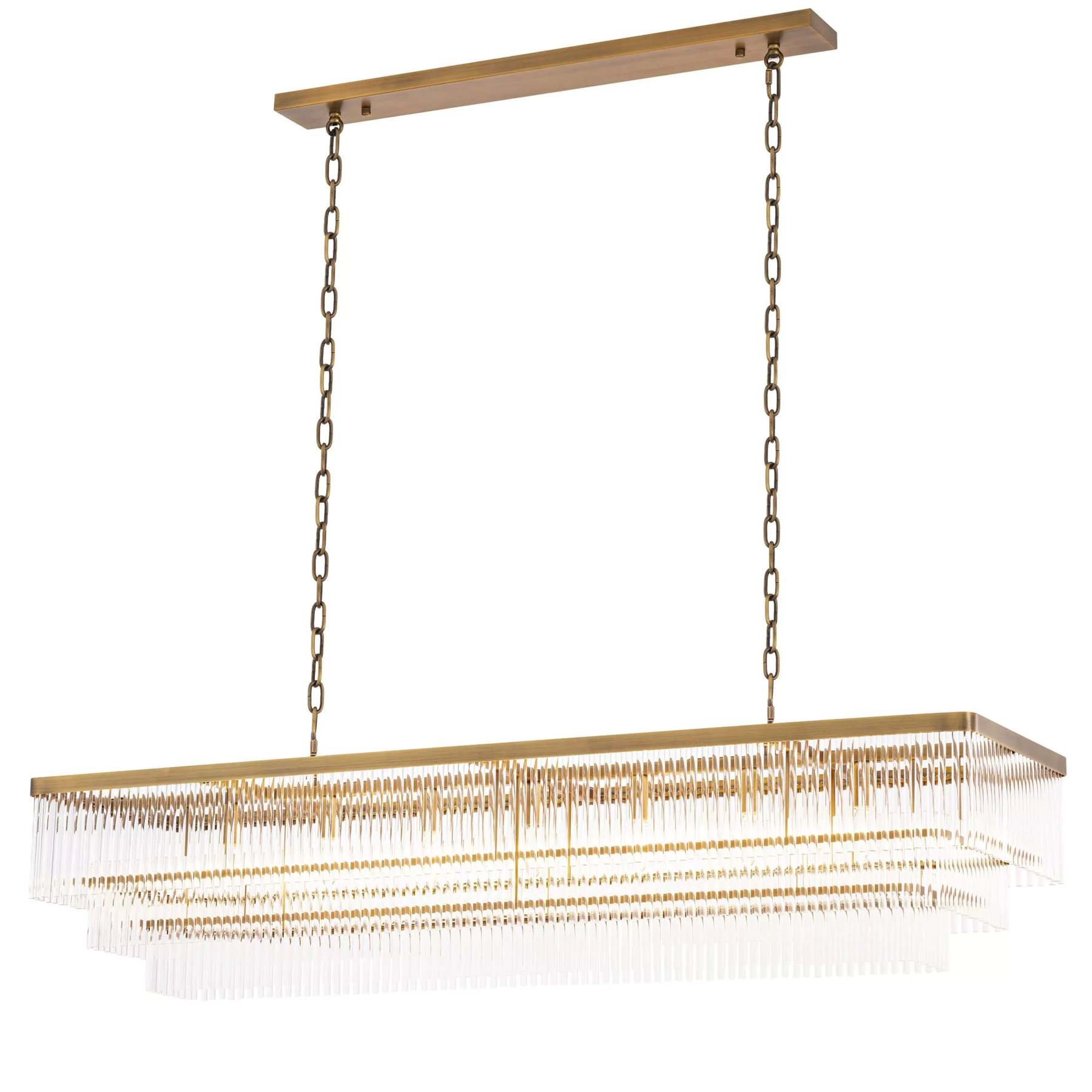 East Rectangle Modern Brass Glass Chandelier - Eichholtz-Sylvia Space