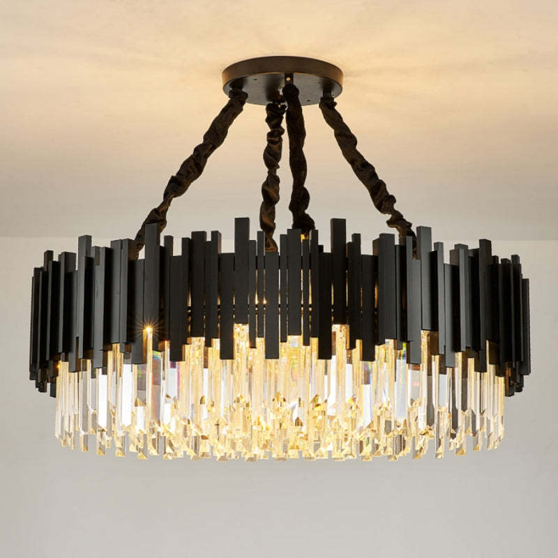 Gio Crystal Chandelier, Black-Sylvia Space