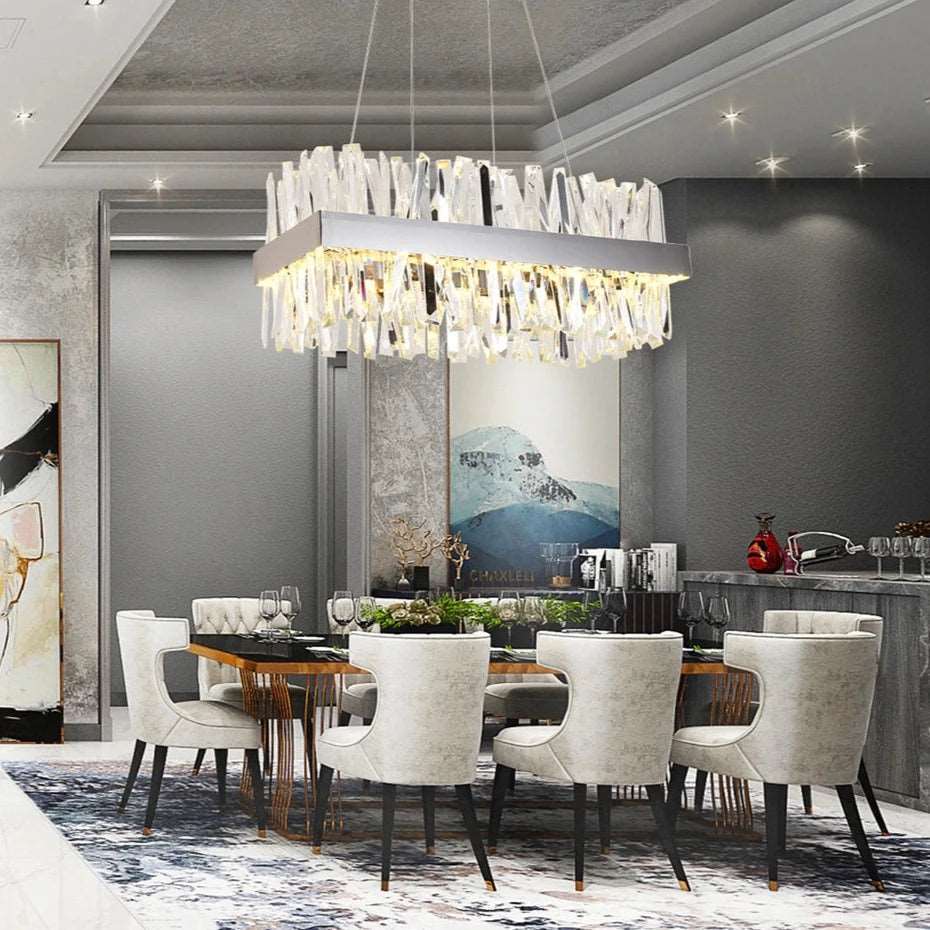 Calvi Crystal Rectangular Chandelier-Sylvia Space