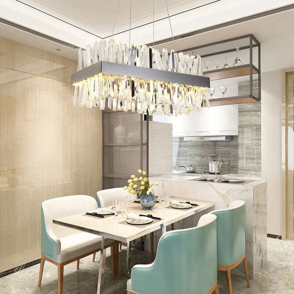 Calvi Crystal Rectangular Chandelier-Sylvia Space