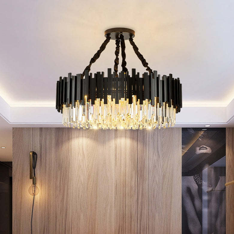Gio Crystal Chandelier, Black-Sylvia Space