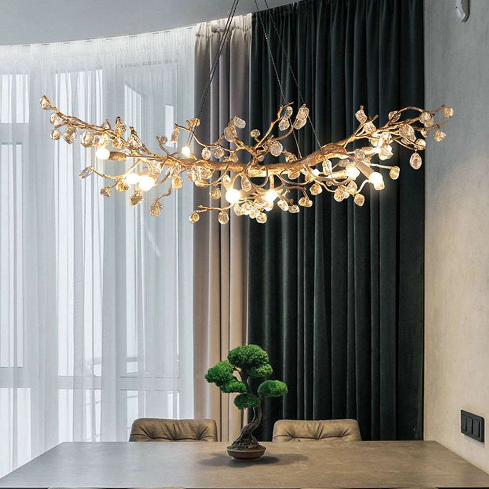 Albero Copper & Natural Crystal Stone Chandelier-Sylvia Space
