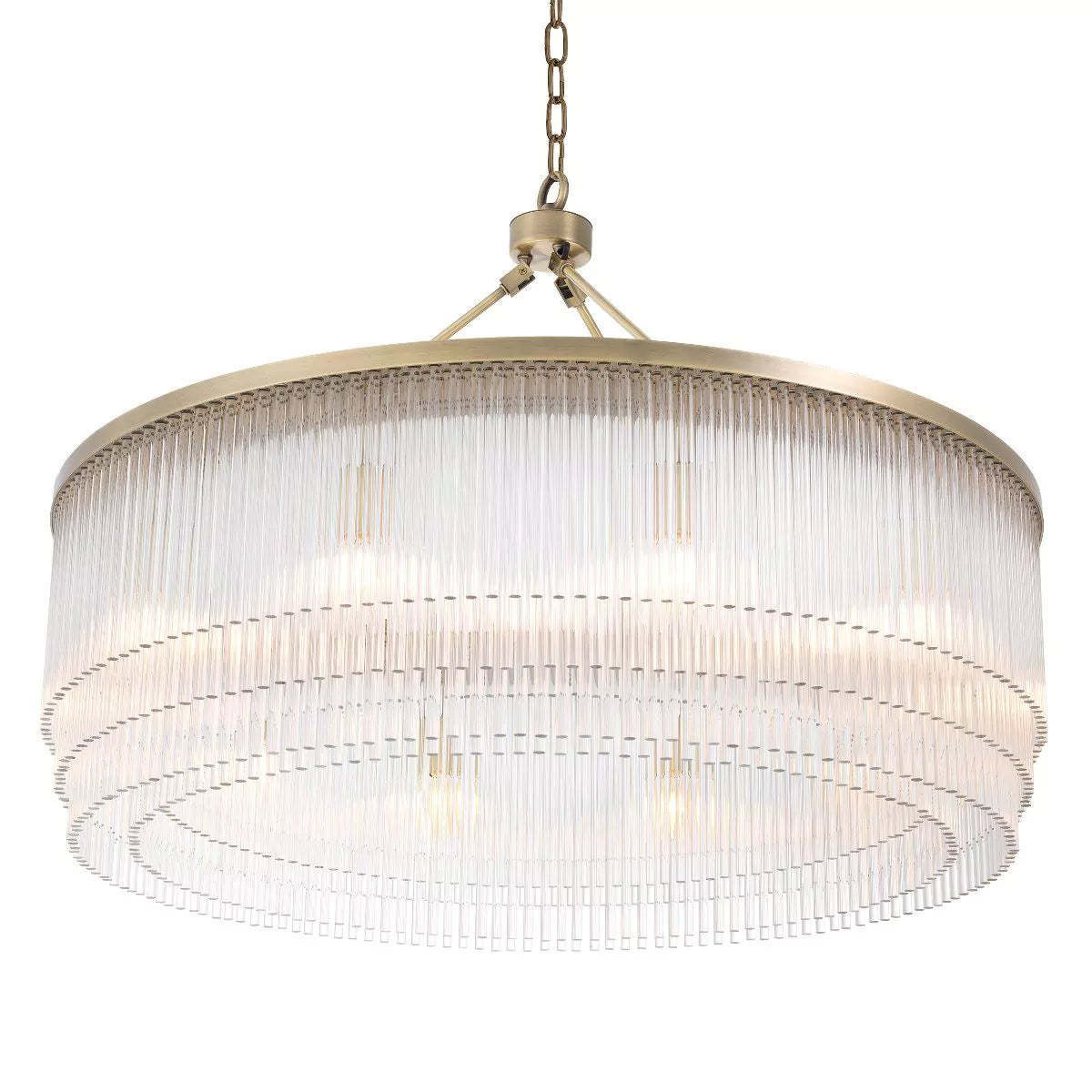 Hector L Modern Brass Glass Chandelier - (Light Brushed Brass Finish/Clear Glass) - Eichholtz-Sylvia Space