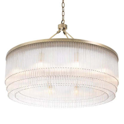 Hector L Modern Brass Glass Chandelier - (Light Brushed Brass Finish/Clear Glass) - Eichholtz-Sylvia Space