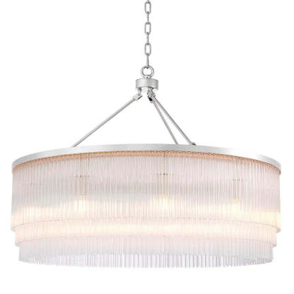 Hector L Modern Brass Glass Chandelier - (Light Brushed Brass Finish/Clear Glass) - Eichholtz-Sylvia Space