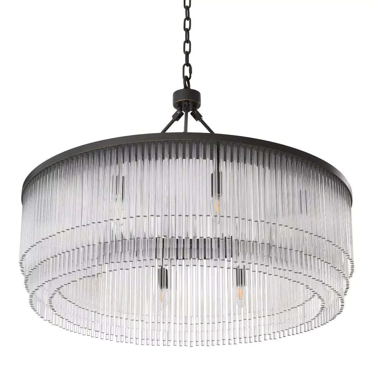 Hector L Modern Brass Glass Chandelier - (Light Brushed Brass Finish/Clear Glass) - Eichholtz-Sylvia Space