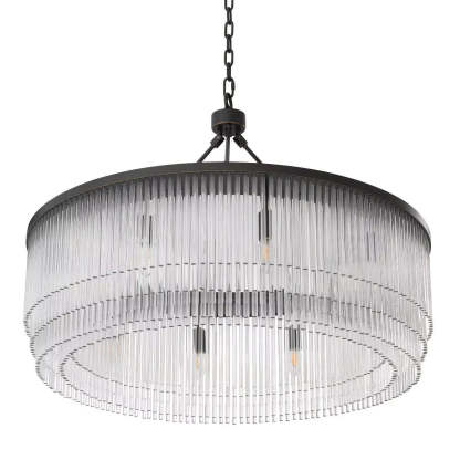 Hector L Modern Brass Glass Chandelier - (Light Brushed Brass Finish/Clear Glass) - Eichholtz-Sylvia Space