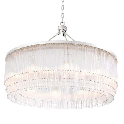 Hector L Modern Brass Glass Chandelier - (Light Brushed Brass Finish/Clear Glass) - Eichholtz-Sylvia Space