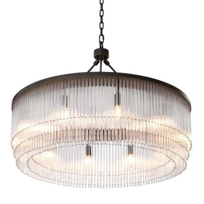 Hector L Modern Brass Glass Chandelier - (Light Brushed Brass Finish/Clear Glass) - Eichholtz-Sylvia Space