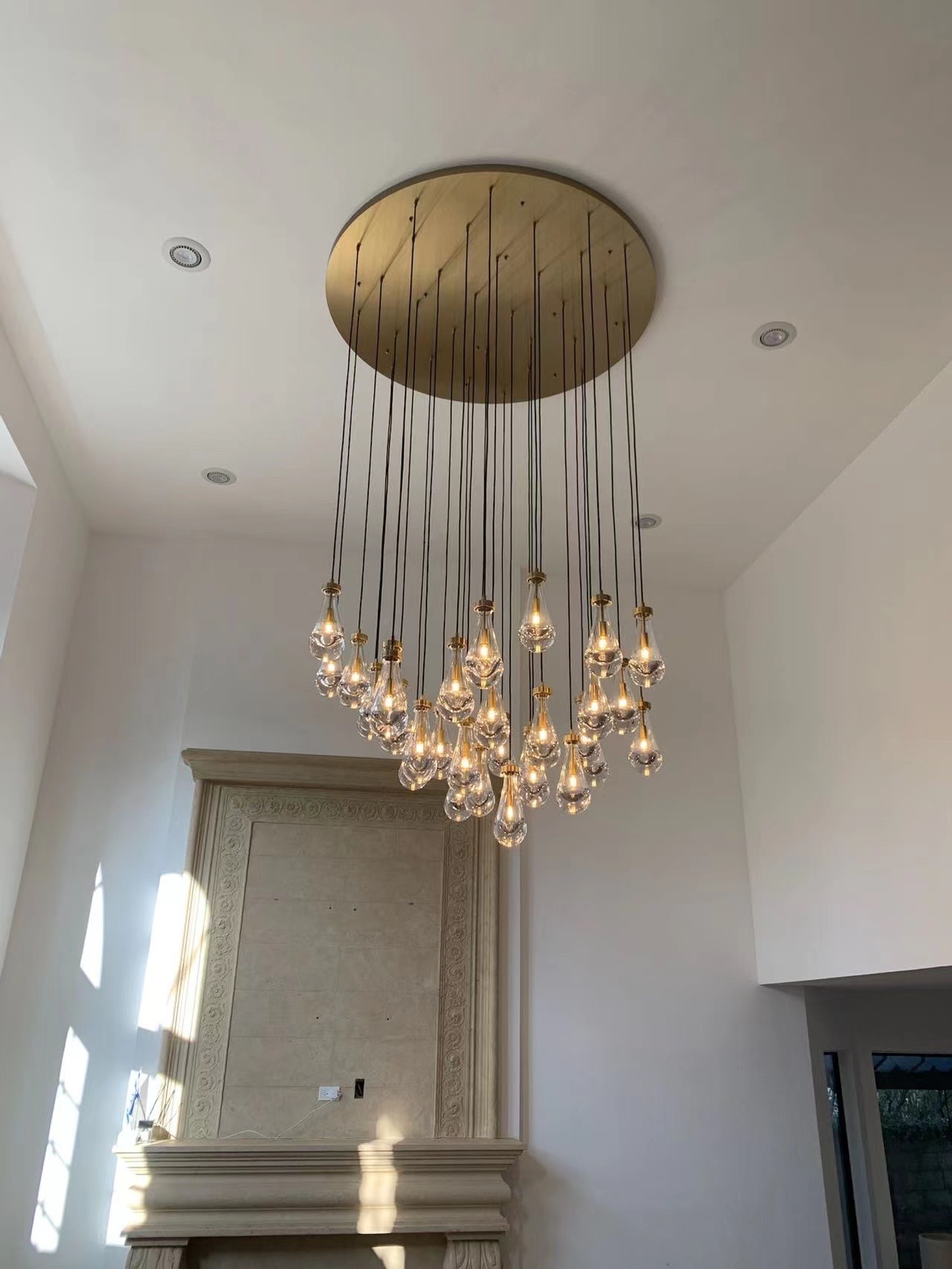 Raindrop Glass Round Chandelier 60"