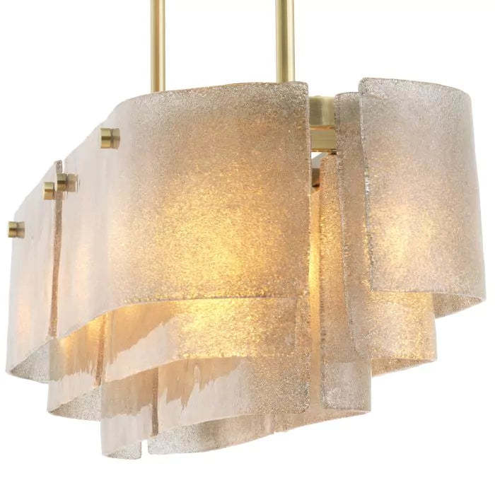 Joy of Light Modern Brass Chandelier - (Light Brushed Brass Finish | Hand Blown Glass) - Eichholtz-Sylvia Space