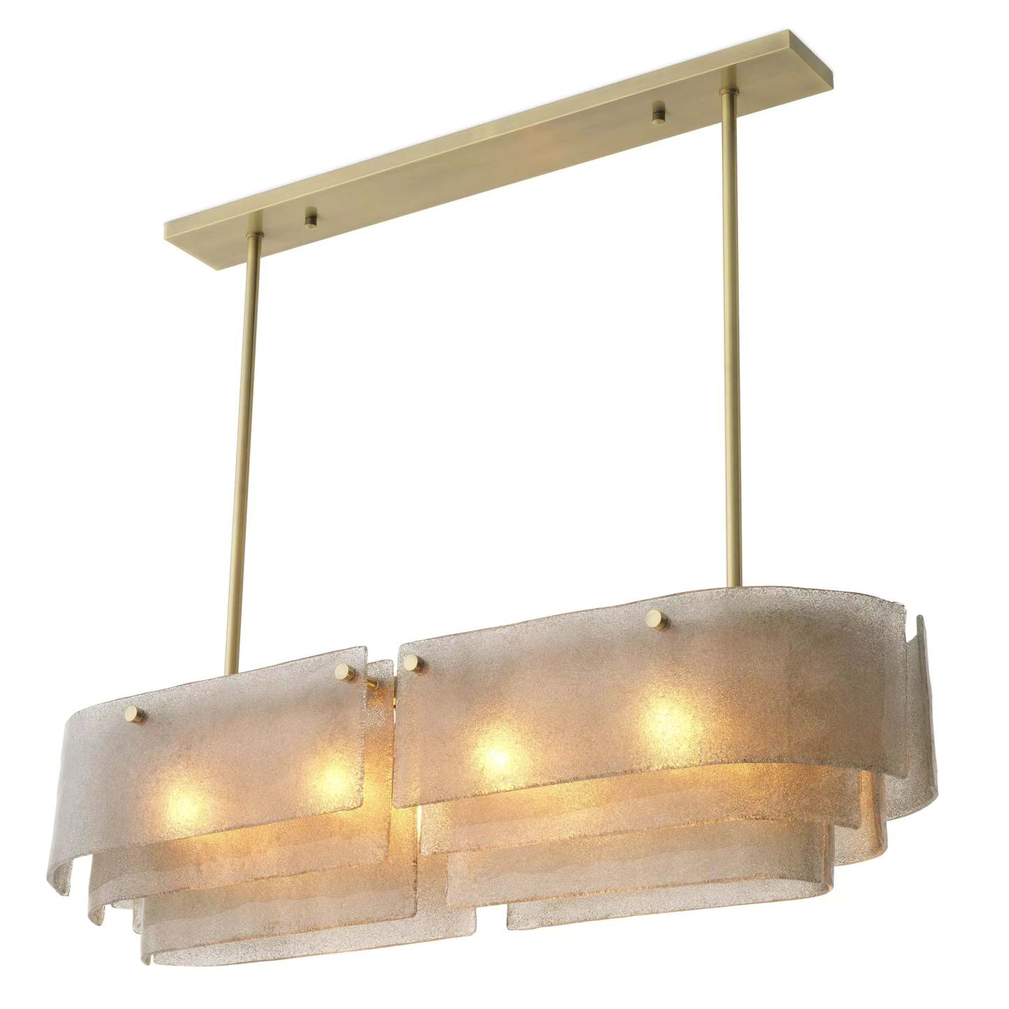 Joy of Light Modern Brass Chandelier - (Light Brushed Brass Finish | Hand Blown Glass) - Eichholtz-Sylvia Space