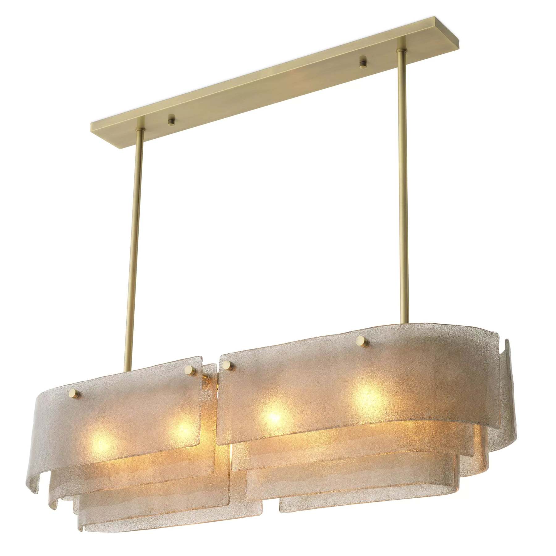 Joy of Light Modern Brass Chandelier - (Light Brushed Brass Finish | Hand Blown Glass) - Eichholtz-Sylvia Space