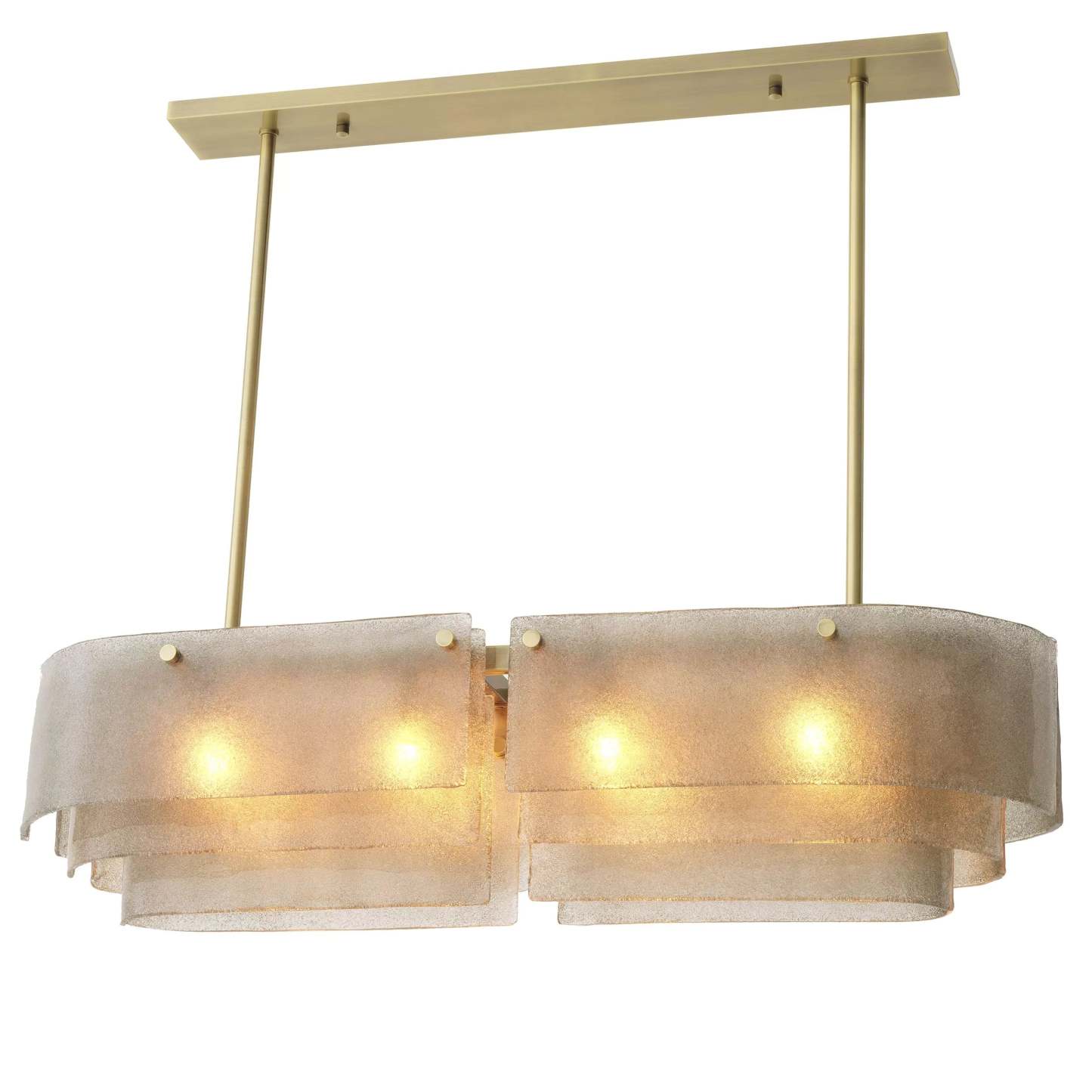 Joy of Light Modern Brass Chandelier - (Light Brushed Brass Finish | Hand Blown Glass) - Eichholtz-Sylvia Space