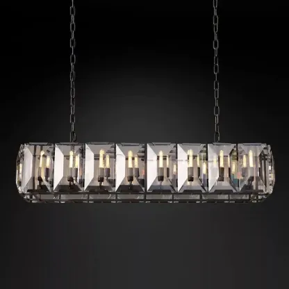 Harlow Faceted Crystal Rectangular Chandelier 55"