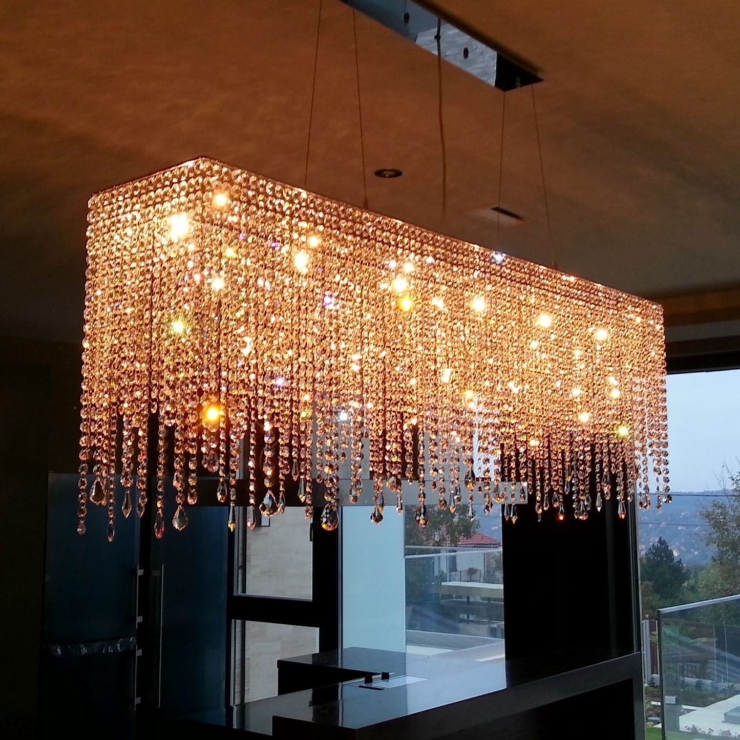 Linea (Various Sizes) Modern Glass Chandelier - Luchiante-Sylvia Space
