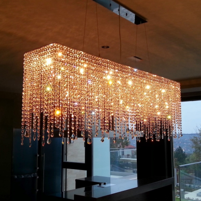 Linea (Various Sizes) Modern Glass Chandelier - Luchiante-Sylvia Space