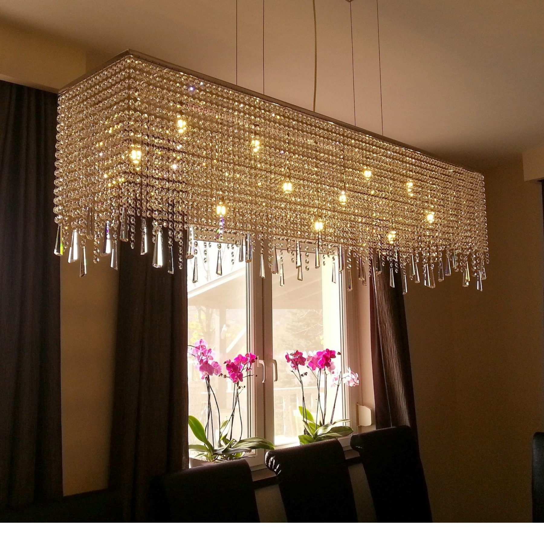 Linea (Various Sizes) Modern Glass Chandelier - Luchiante-Sylvia Space