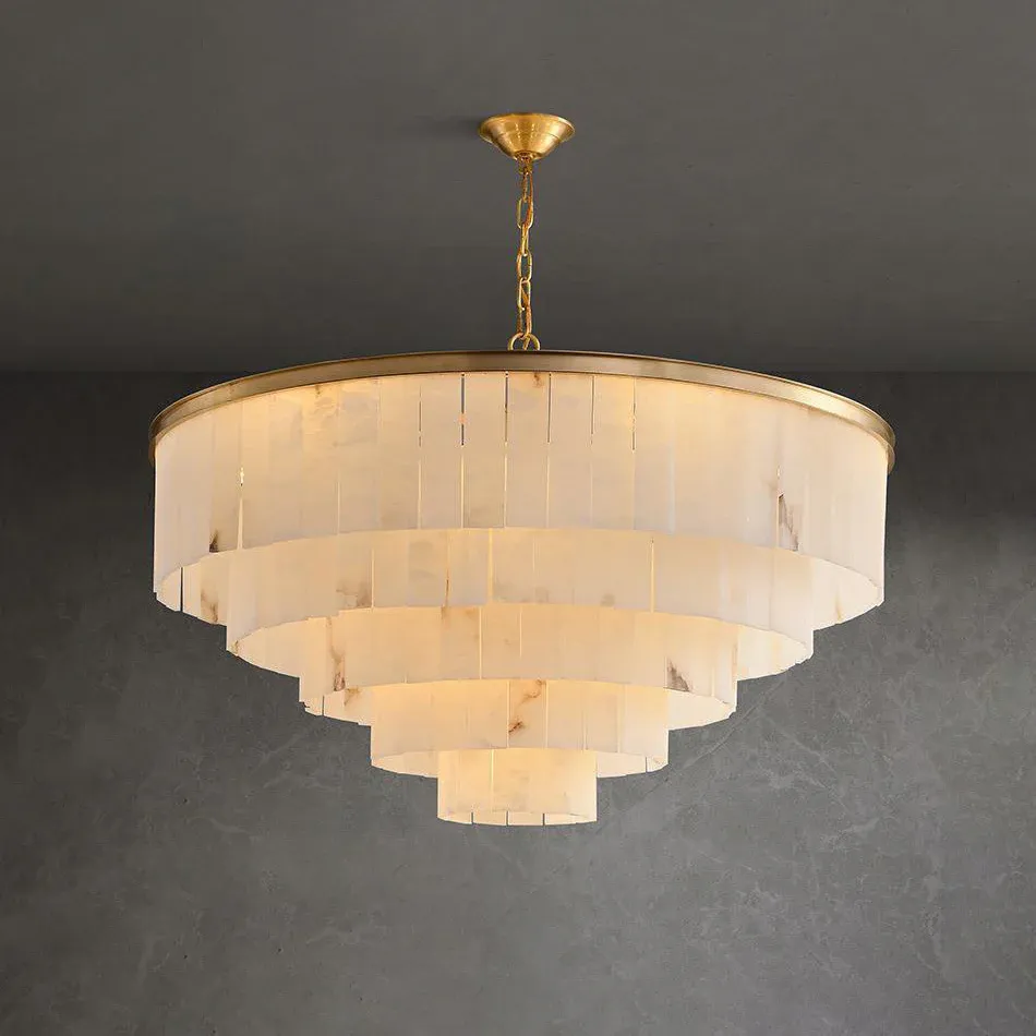 Modern Alabaster Tiered Chandelier