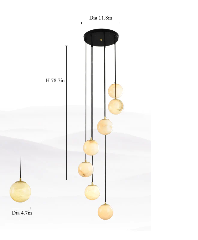 Marble Lorry  Long chandelier for Duplex staircase light lucite