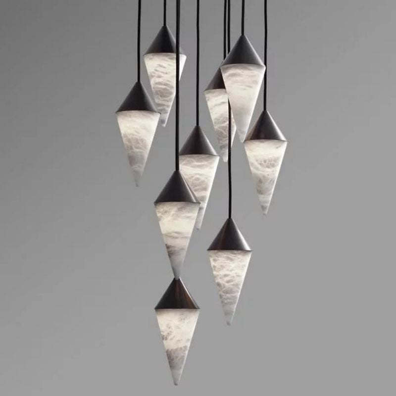 Modern Alabaster Cone Cluster Chandelier