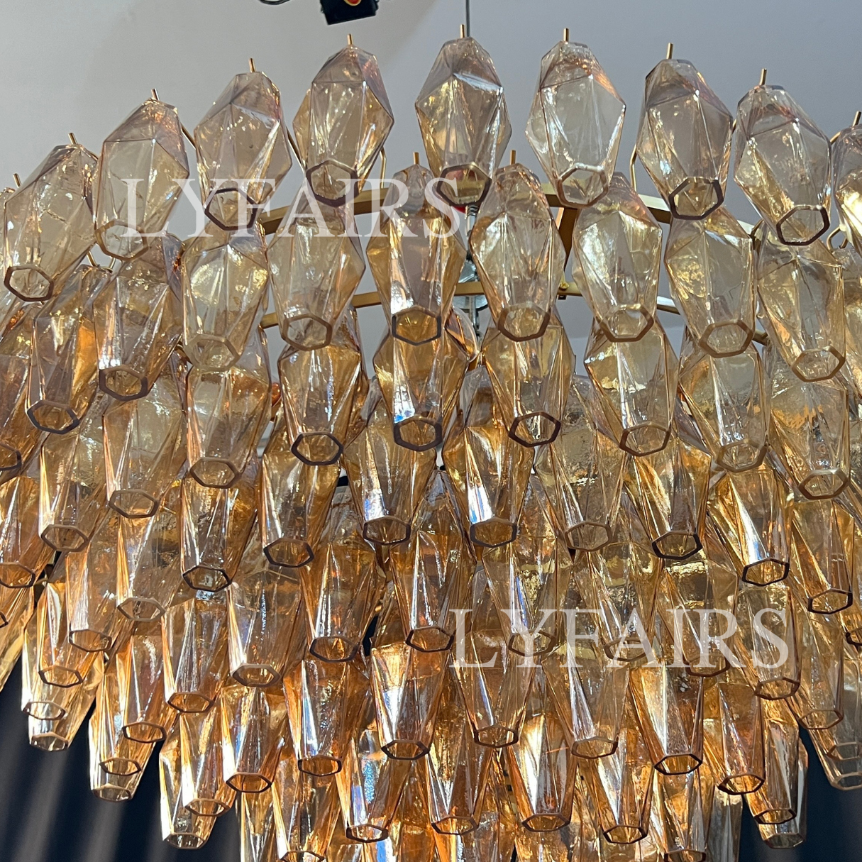 Modern Round/Rectangular/Funnel Smoke Glass Chandelier for Low-ceiling