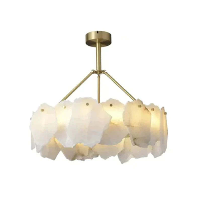 Alabaster Modern Snowflake Round Chandelier