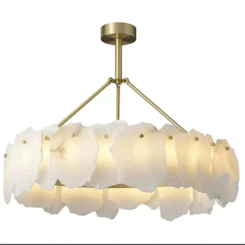 Alabaster Modern Snowflake Round Chandelier