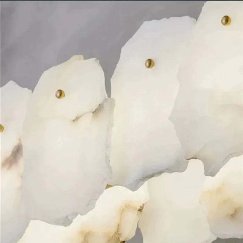 Alabaster Modern Snowflake Round Chandelier