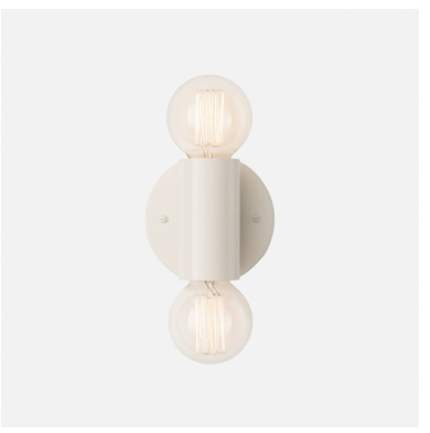 Cylinder Double Sconce in Shell White