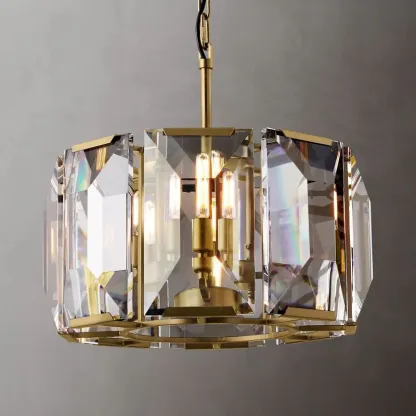 Harlow Faceted Crystal Round Chandelier 19"