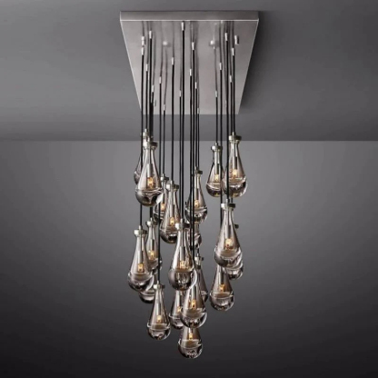 Raindrop Glass Linear Chandelier 72"