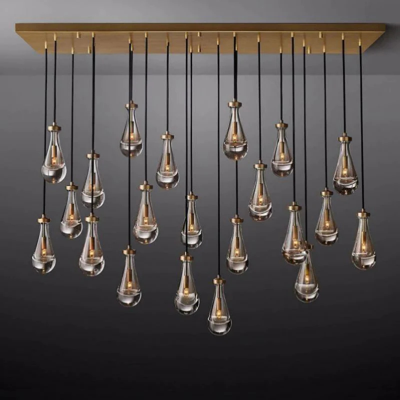 Raindrop Glass Linear Chandelier 72"