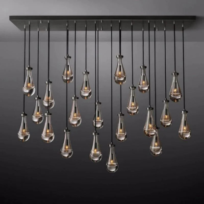 Raindrop Glass Linear Chandelier 72"