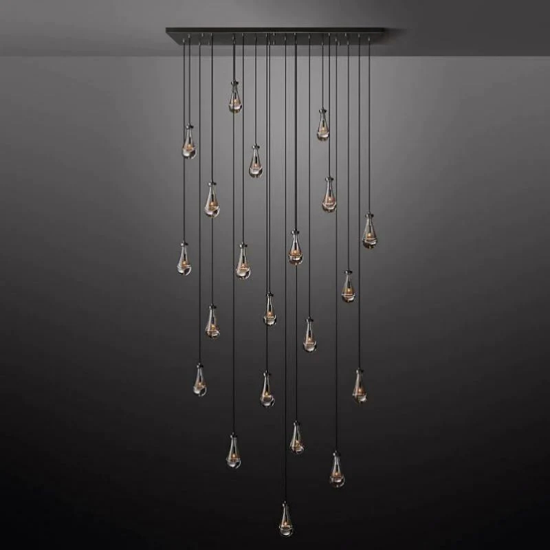 Raindrop Glass Linear Chandelier 72"