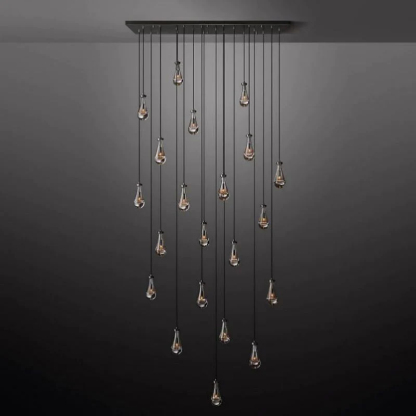 Raindrop Glass Linear Chandelier 72"