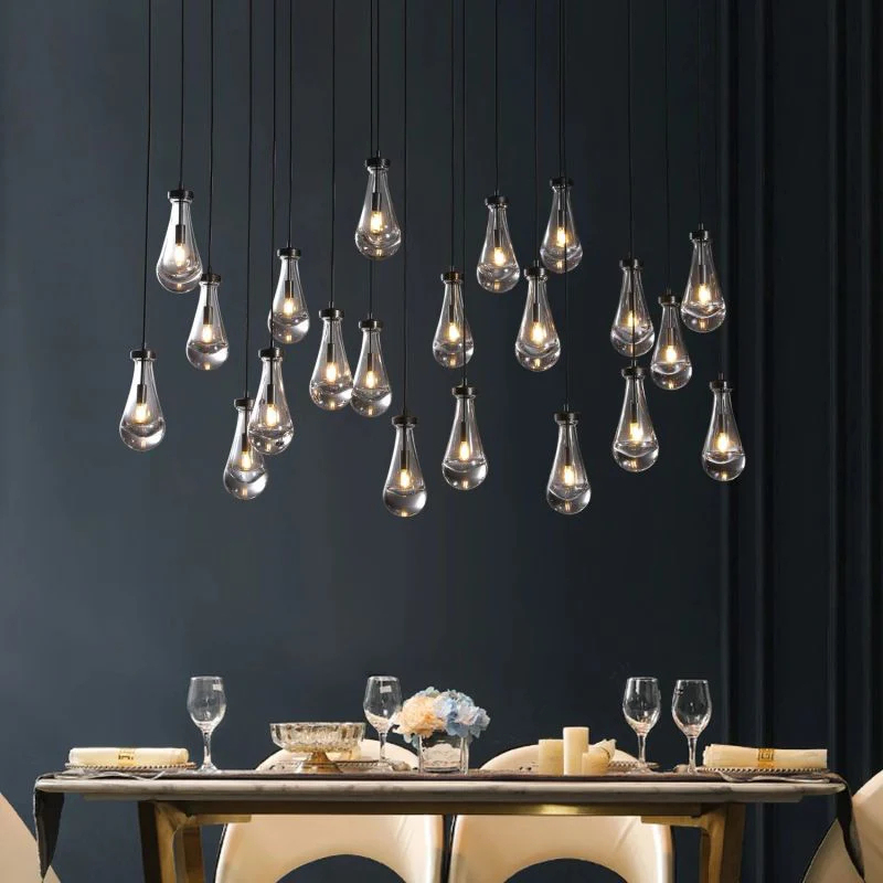 Raindrop Glass Linear Chandelier 72"