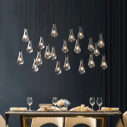 Raindrop Glass Linear Chandelier 72"
