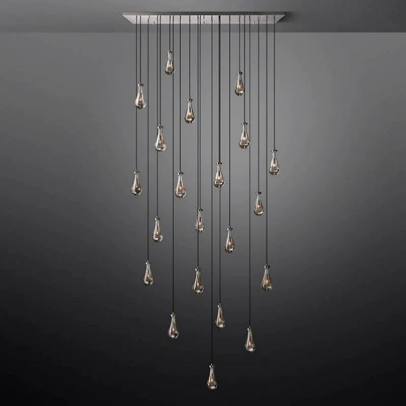 Raindrop Glass Linear Chandelier 72"