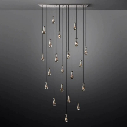 Raindrop Glass Linear Chandelier 72"