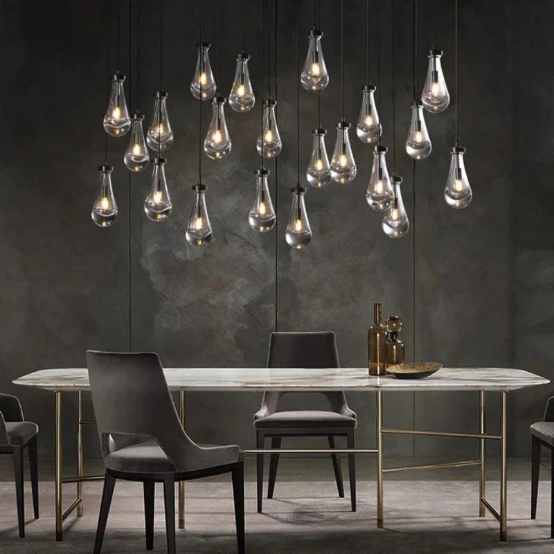 Raindrop Glass Linear Chandelier 72"